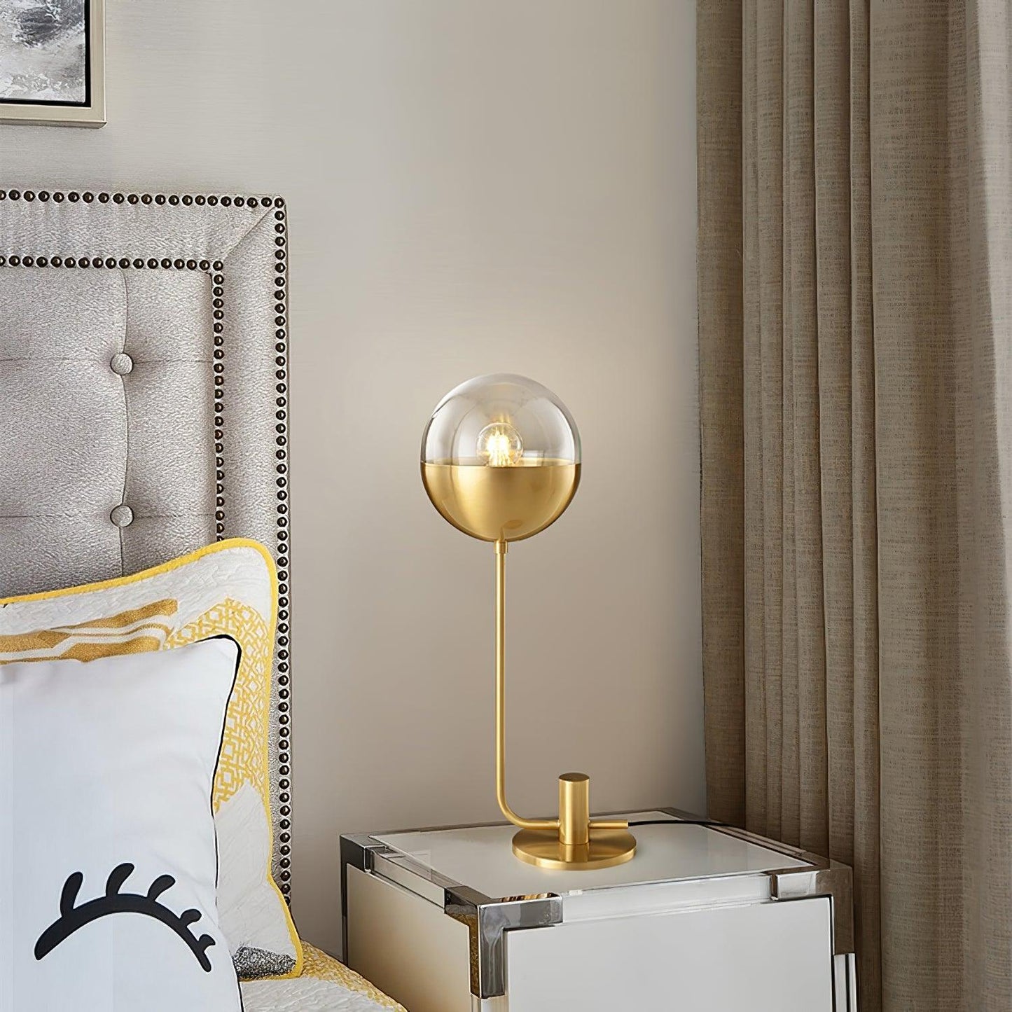 Brass Globular Bedside lamp Table Lamp