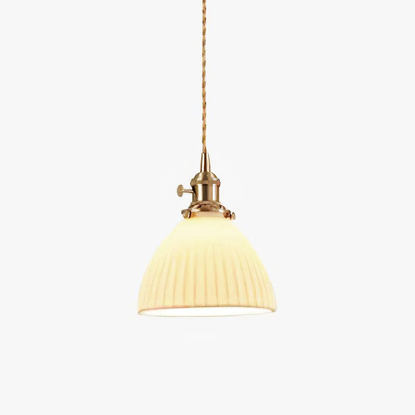 Brass Pleated Ceramic Hanging light Pendant Lamp