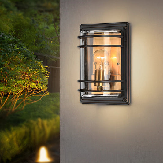 Vintage Aluminum Brown Glass Waterproof Modern Outdoor Wall Light