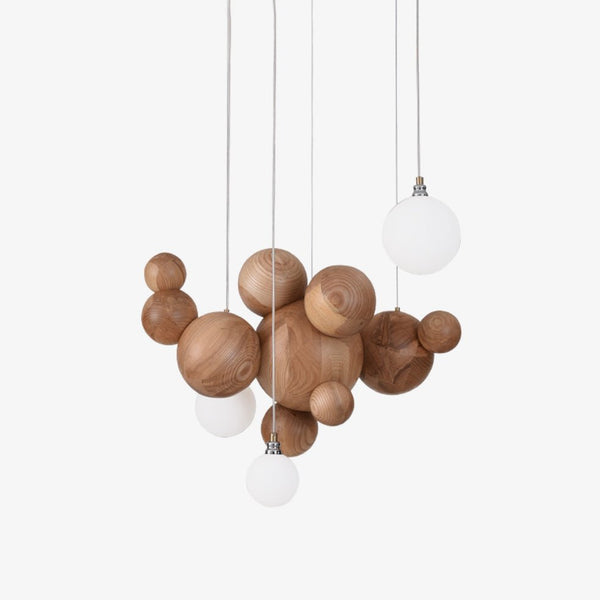 Bubble Wood Balls Gasolier Chandelier