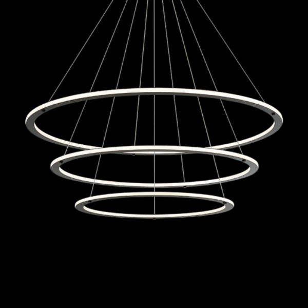 Chandelier, 3-Light, LED, Black, 123"H (C66196BK 3060NMT)