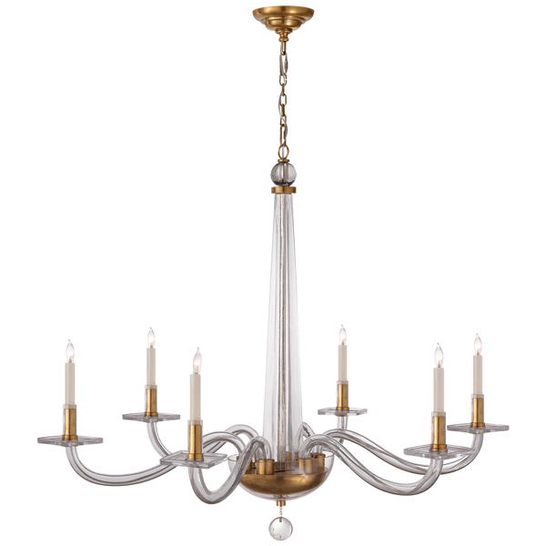 Chandelier, 6-Light, Antique Brass, Clear Glass, 38"W (CHC 1141AB 2MXJU)