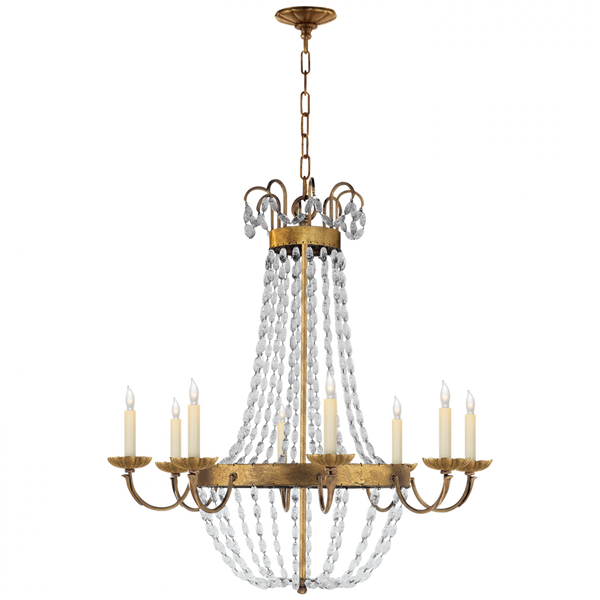 Chandelier, 8-Light, Gilded Iron, 32"W (CHC 1408GI-SG 2FU7K)