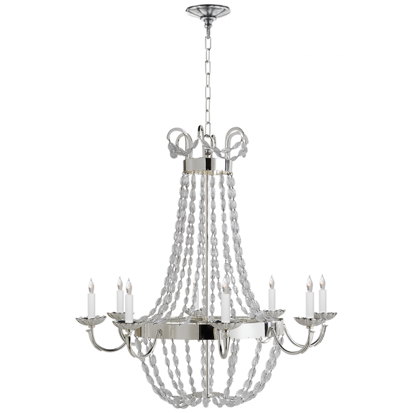 Chandelier, 8-Light, Polished Silver, 32"W (CHC 1408PS-SG 25N8A)