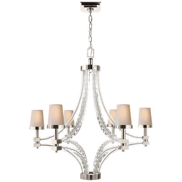 Chandelier, 6-Light, Polished Nickel, 34.5"W (CHC 1530PN-NP 25P75)