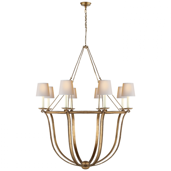 Chandelier, 8-Light, Gilded Iron, 41.5"W (CHC 1577GI-NP 2K1Q5)