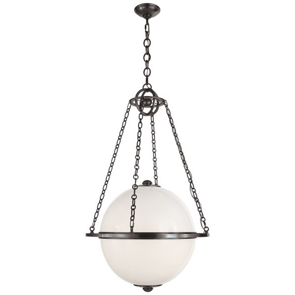 Pendant, 2-Light, Globe, Bronze, White Glass, 24.25"W (CHC 2135BZ-WG 25Q62)