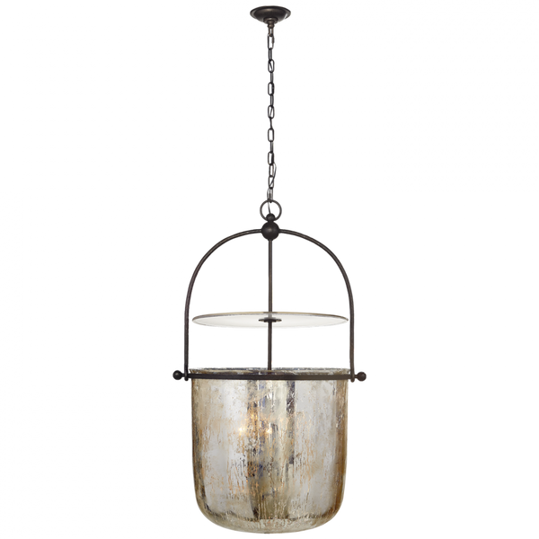 Smoke Bell Pendant, 4-Light, Aged Iron, Mercury Glass, 25"W (CHC 2271AI-MG CHUH5)