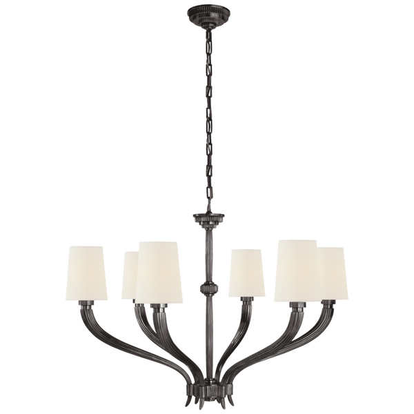 Large Chandelier, 6-Light, Bronze, Linen Shade, 35.25"W (CHC 2462BZ-L D05NG)