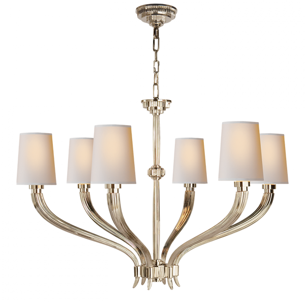 Chandelier, 6-Light, Polished Nickel, 35.25"W (CHC 2462PN-NP 25Q6W)