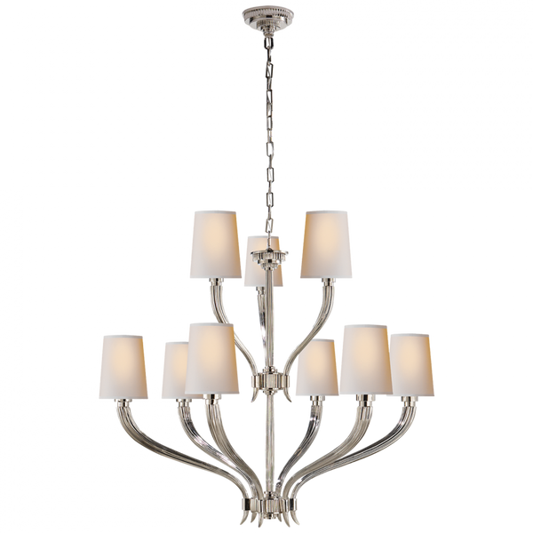 Chandelier, 9-Light, Polished Nickel, 35"W (CHC 2465PN-NP 2K1QH)