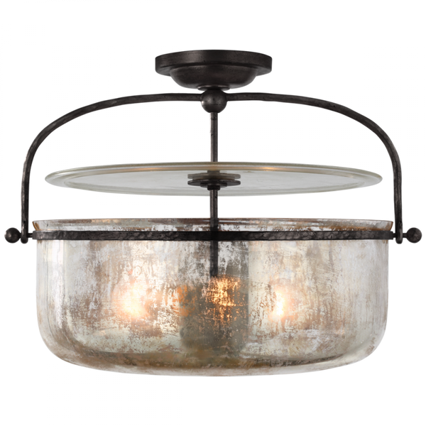 Semi-Flush, 3-Light, Aged Iron, Mercury Glass, 19.75"W (CHC 4270AI-MG CM129)