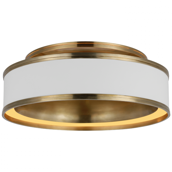 Flush Mount, 1-Light, LED, Matte White, Antique-Burnished Brass, 18"W (CHC 4612WHT/AB D03RZ)