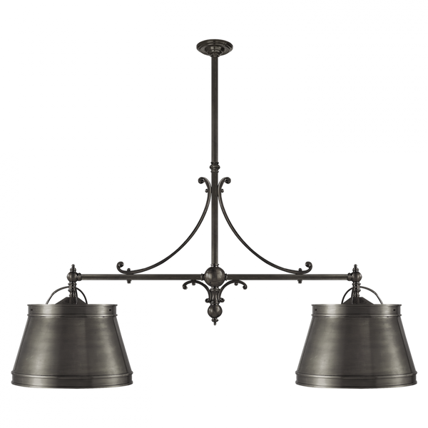 Double Shop Pendant, 4-Light, Bronze, Bronze Shade, Overall Height 57"H (CHC 5102BZ-BZ 25T3Z)