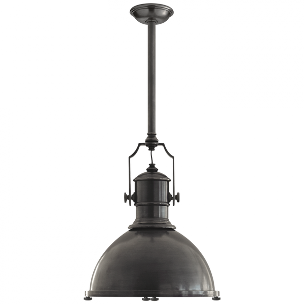 Industrial Large Pendant, 1-Light, Bronze, Bronze Shade, Over All Height 59" (CHC 5136BZ-BZ 25T5V)