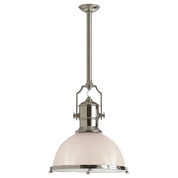 Industrial Large Pendant, 1-Light, Polished Nickel, Over All Height 59" (CHC 5136PN-WG 25T60)