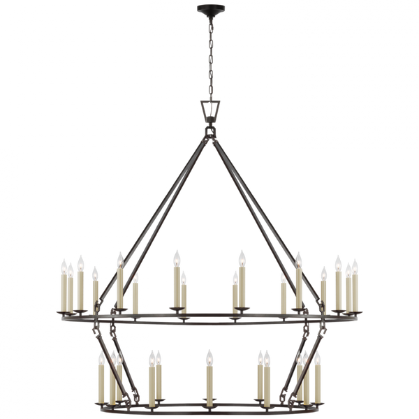 Oversized Two Tier Chandelier - Aged Iron