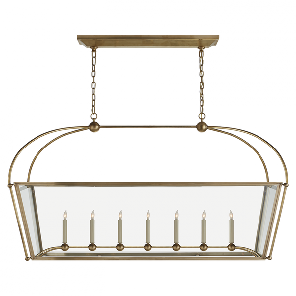 Linear Chandelier, 7-Light, Antique Burnished Brass, Clear Glass, 54"W (CHC 5438AB-CG 2V8MX)