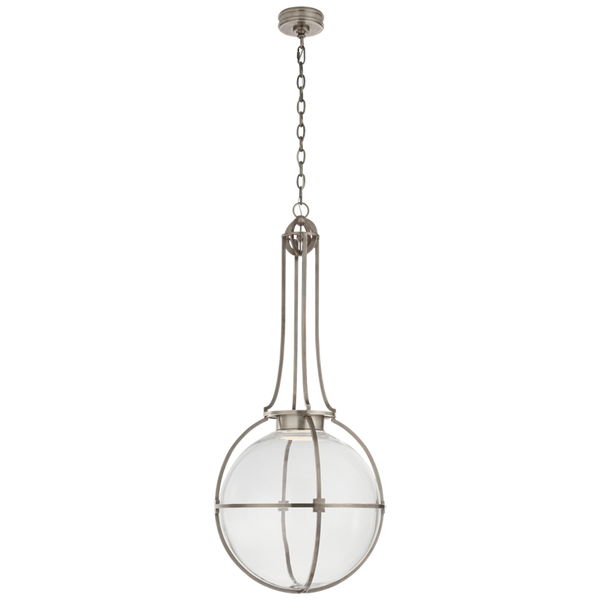 Pendant, Globe, LED, Antique Nickel, Clear Glass, 19.25"W (CHC 5479AN-CG CQ0R5)