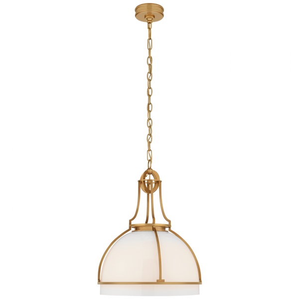 Large Dome Pendant, 1-Light, LED, Antique-Burnished Brass, 24.5"H (CHC 5482AB-WG CTXGV)