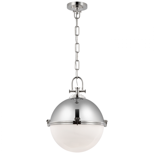 X-Large Globe Pendant, 1-Light, Polished Nickel, 21.5"H (CHC 5491PN-WG CX14C)