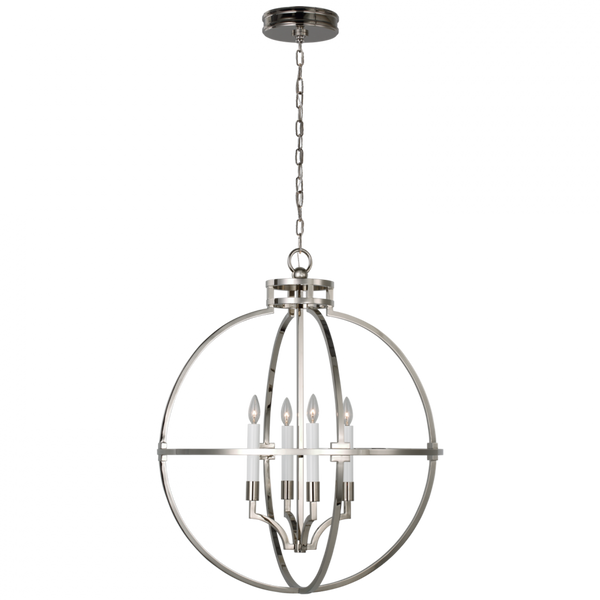 Pendant, 4-Light, Globe, Polished Nickel, 30"W (CHC 5518PN CU4DC)