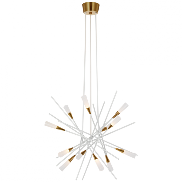 Medium Chandelier - Matte White and Antique Brass