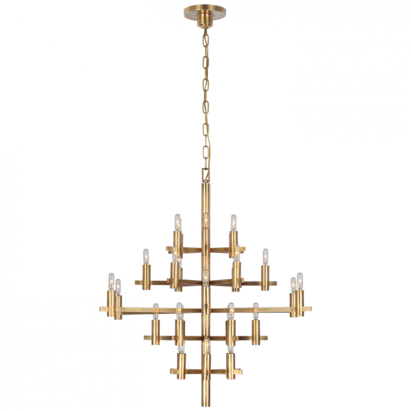 Medium Chandelier, 30-Light, Antique-Burnished Brass, 32"W (CHC 5630AB CU1FK)