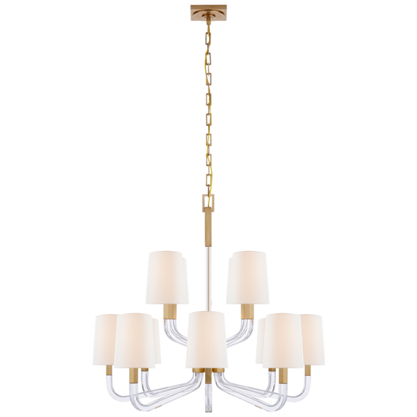 Medium Two Tier Chandelier, 12-Light, Antique-Burnished Brass, 37"W (CHC 5903AB/CG-L CQ0TF)