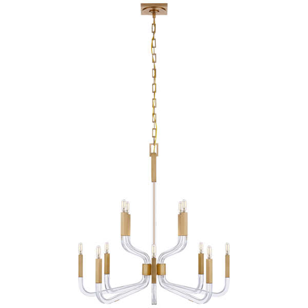 Medium Two Tier Chandelier, 12-Light, Antique-Burnished Brass, 32"W (CHC 5903AB/CG CQ0T9)