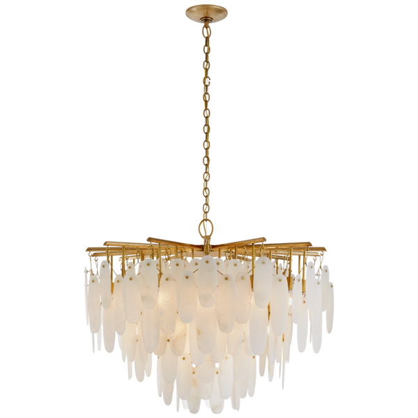 Medium Waterfall Chandelier, 42-Light, Antique-Burnished Brass, Alabaster Shade, 40.75"W (CHC 5911AB-ALB CQ0QP)