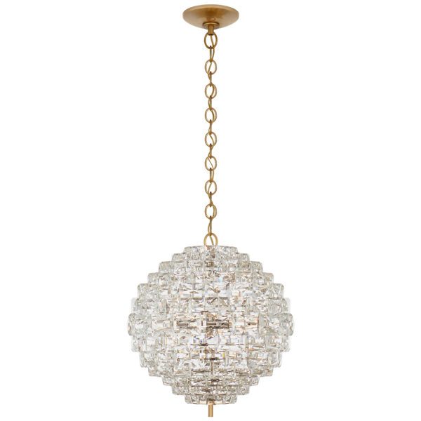 Chandelier, 6-Light, Sphere, Antique Burnished Brass, Crystal Shade, 20.5"W (CHC 5915AB/CG CTYHY)