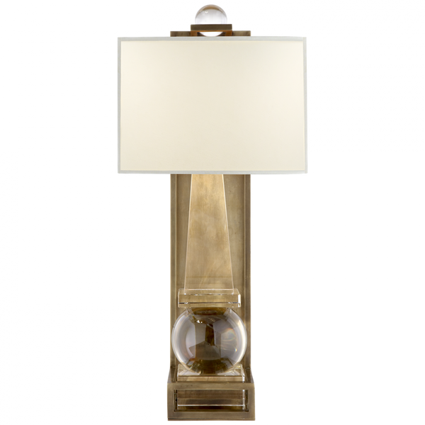 Obelisk Wall Sconce, 1-Light, Crystal, Brass, Natural Percale Shade, 25"H (CHD 2262CG/AB-PL 2UZUP)