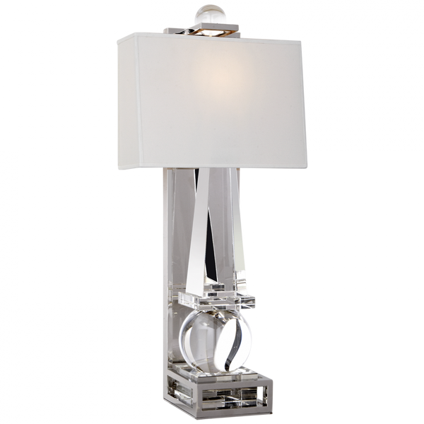 Obelisk Wall Sconce, 1-Light, Crystal, Polished Nickel, Natural Percale Shade, 25"H (CHD 2262CG/PN-PL 2UZUQ)