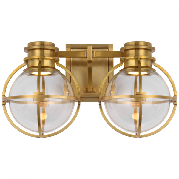 Double Wall Sconce, 1-Light, LED, Antique-Burnished Brass, 8.75"H (CHD 2482AB-CG CU3DD)