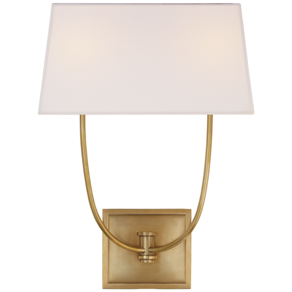 Wall Sconce, 2-Light, Antique Burnished Brass, Linen Rectangle Shade, 18"H (CHD 2621AB-L CLW4H)