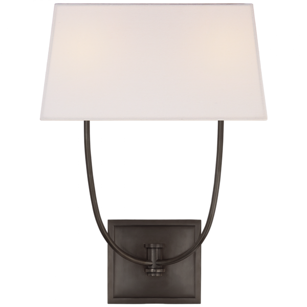 Wall Sconce, 2-Light, Bronze, Linen Rectangle Shade, 18"H (CHD 2621BZ-L CLW4J)