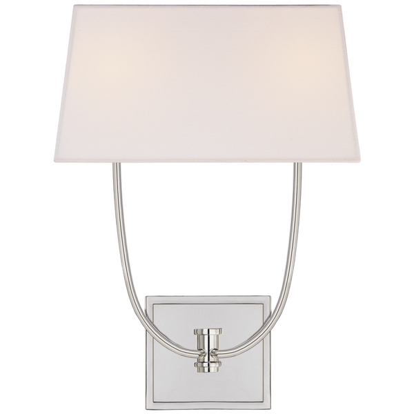 Wall Sconce, 2-Light, Polished Nickel, Linen Rectangle Shade, 18"H (CHD 2621PN-L CLW4K)