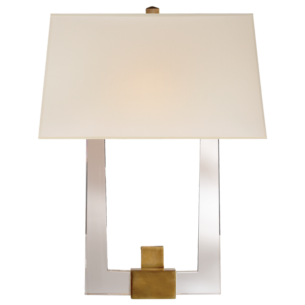 Single Arm Wall Sconce, 2-Light, Crystal, Brass, Silk Shade, 19"H (CHD 2957CG/AB-S 2MYJD)