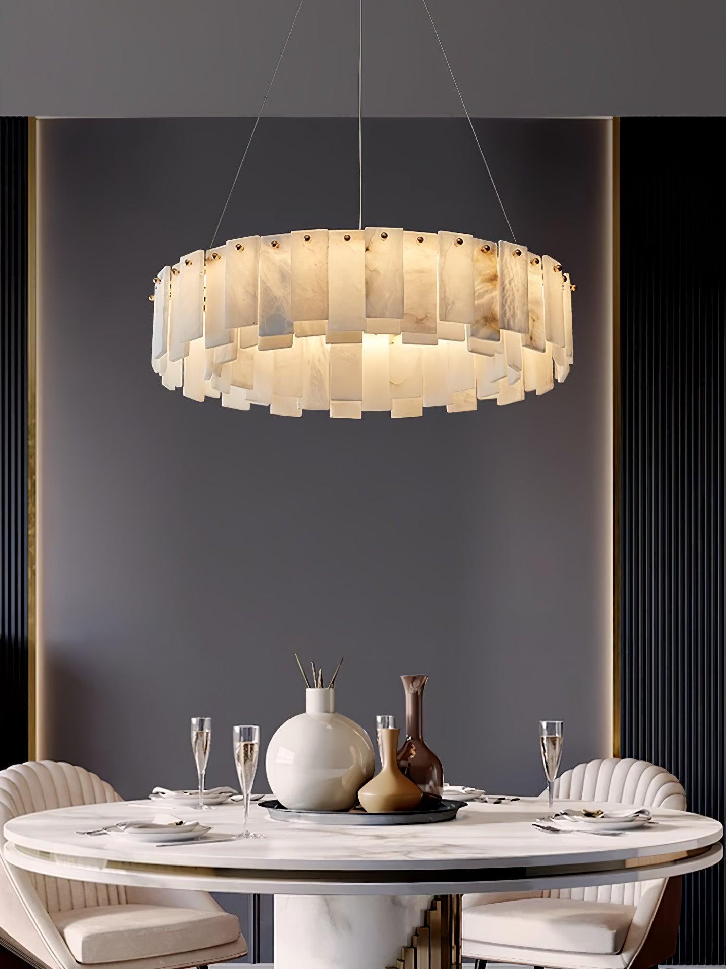 Celestial Alabaster Round Electrolier Chandelier