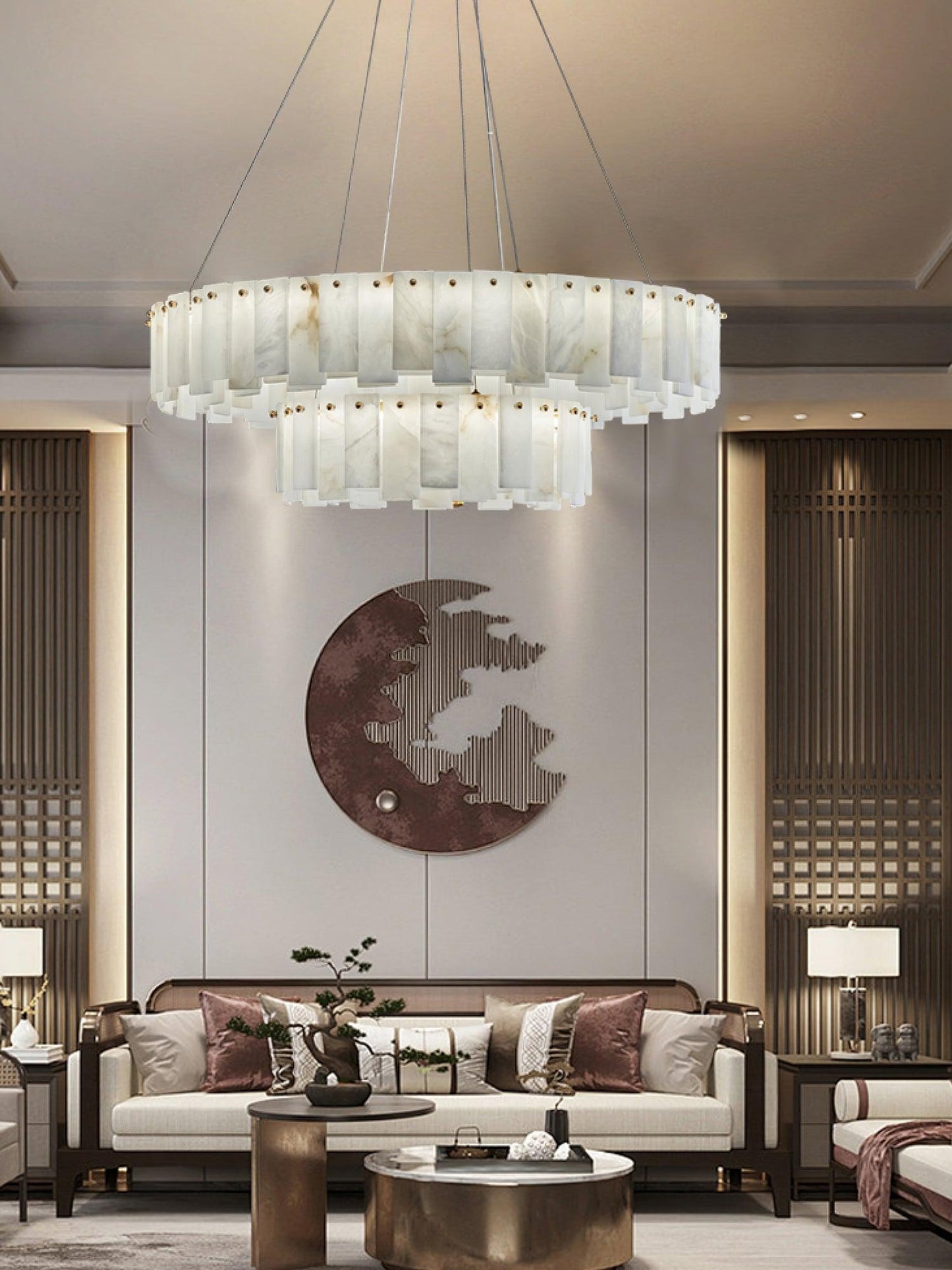 Celestial Alabaster Round Electrolier Chandelier