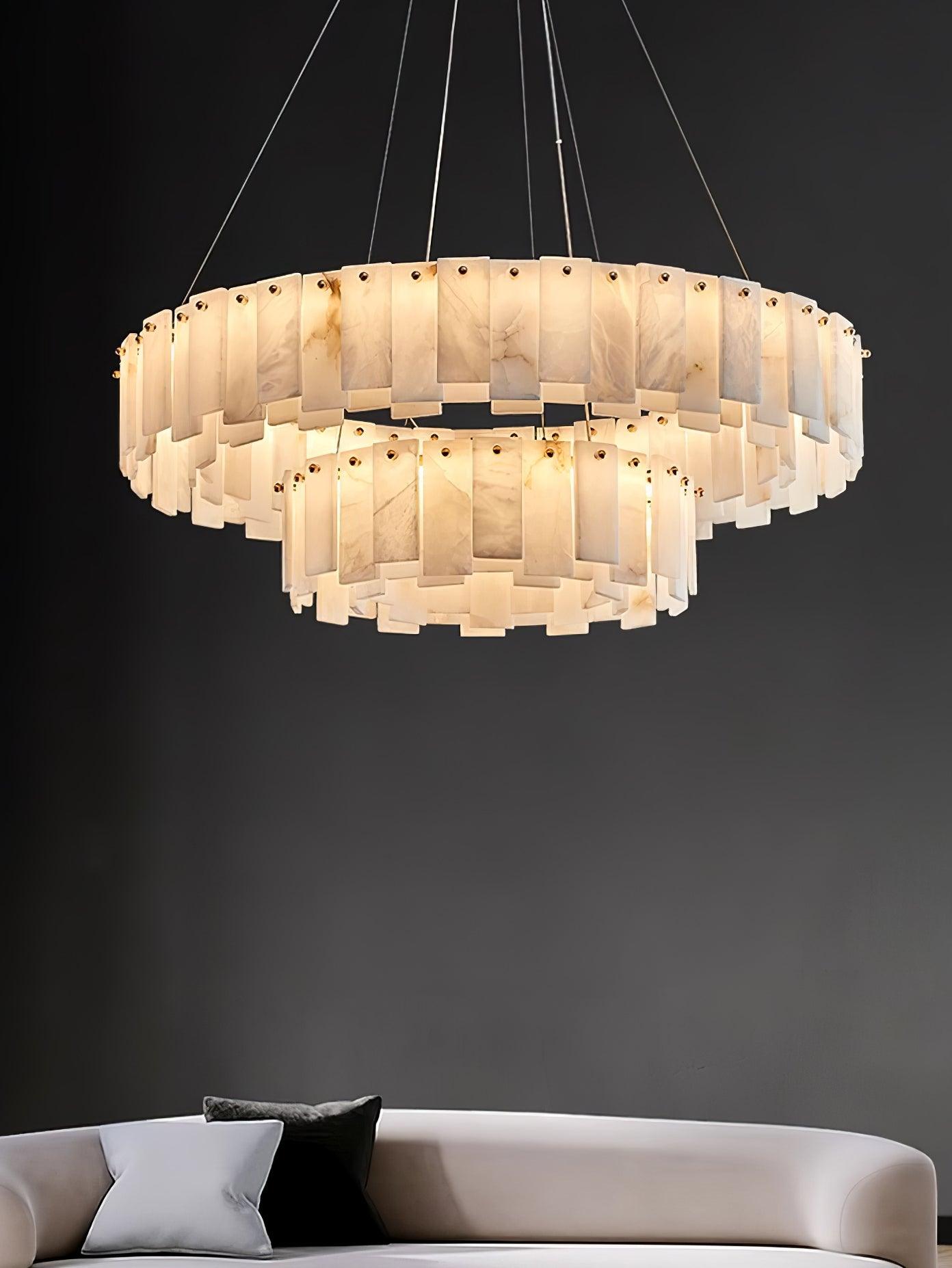 Celestial Alabaster Round Electrolier Chandelier