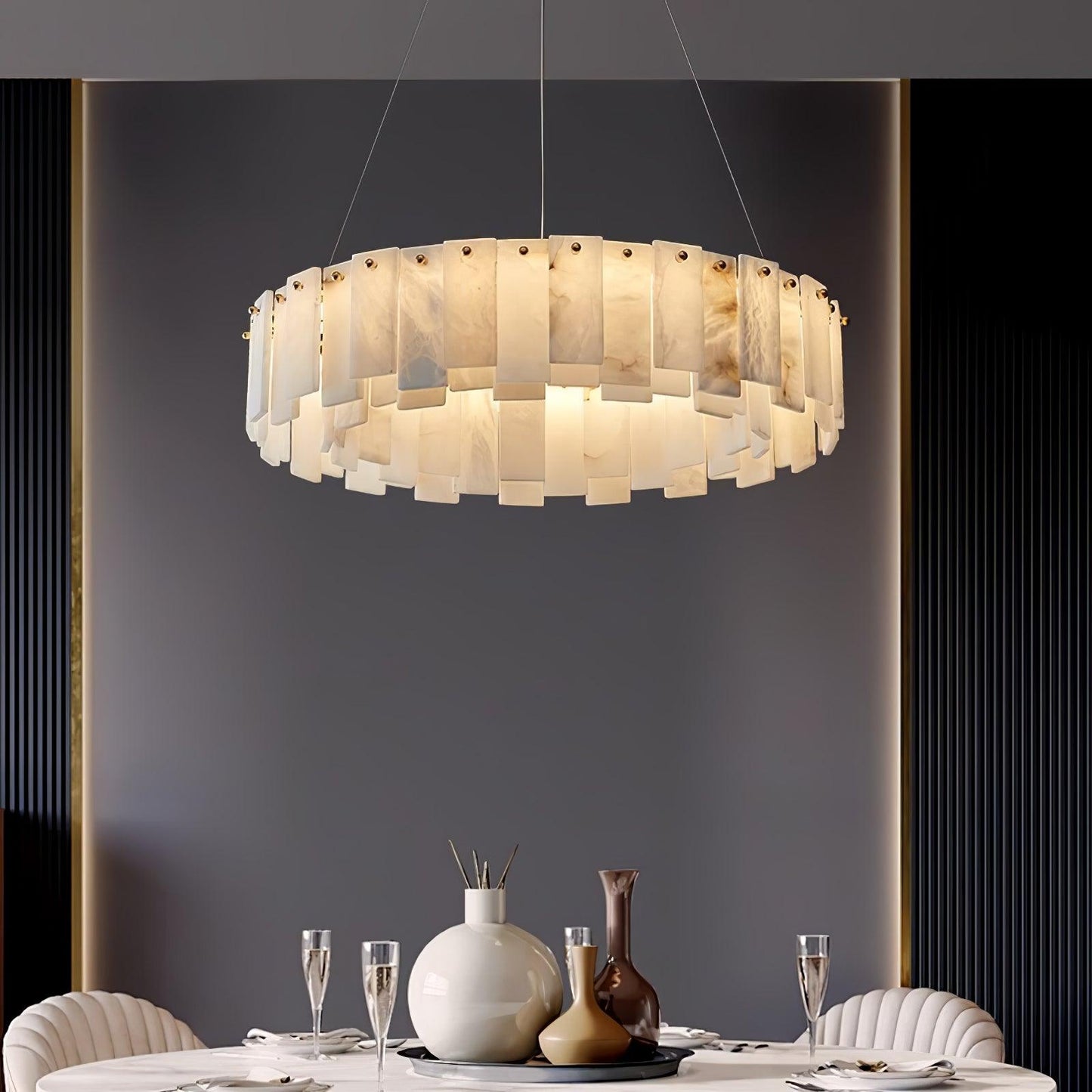 Celestial Alabaster Round Electrolier Chandelier