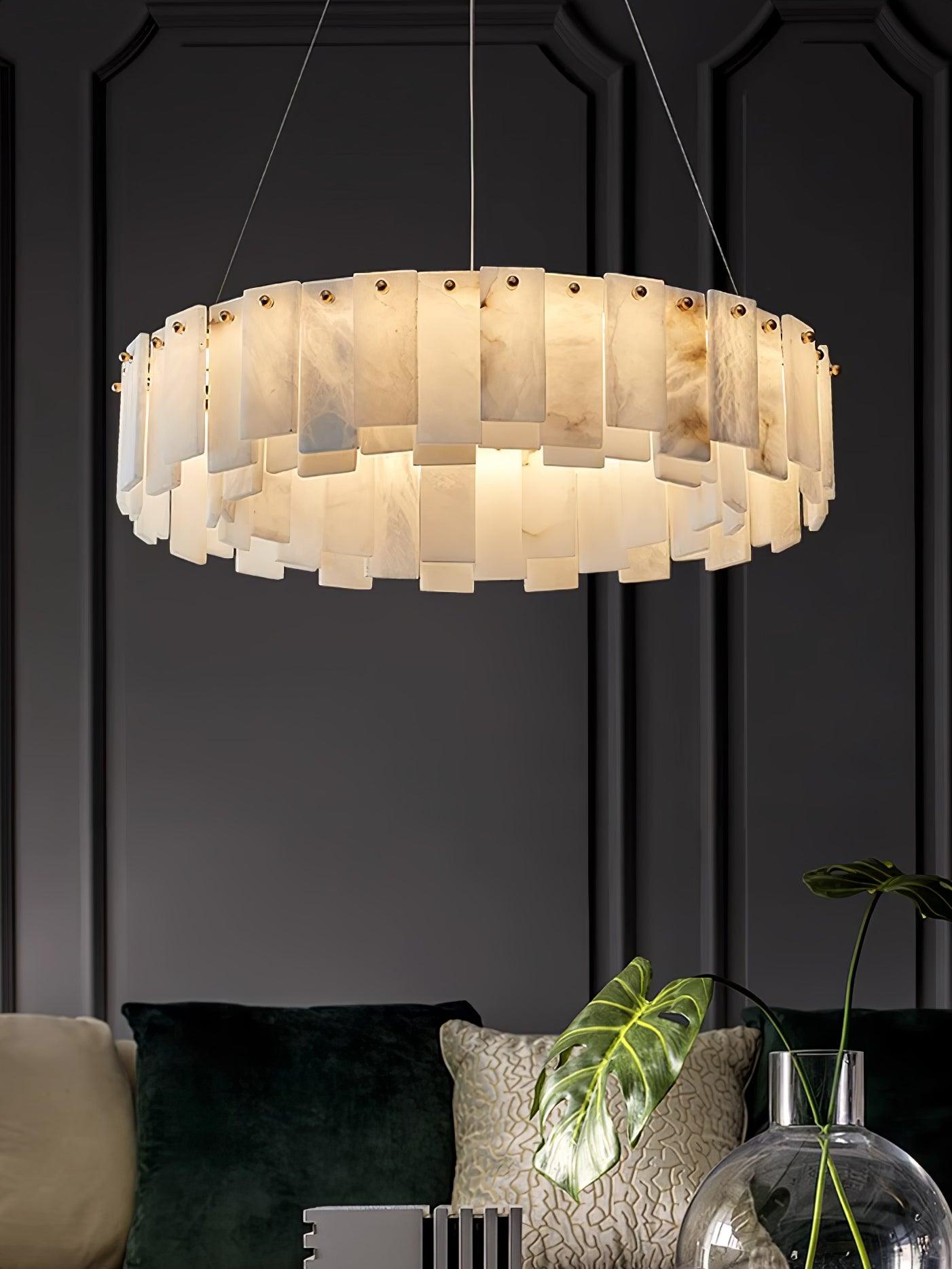 Celestial Alabaster Round Electrolier Chandelier