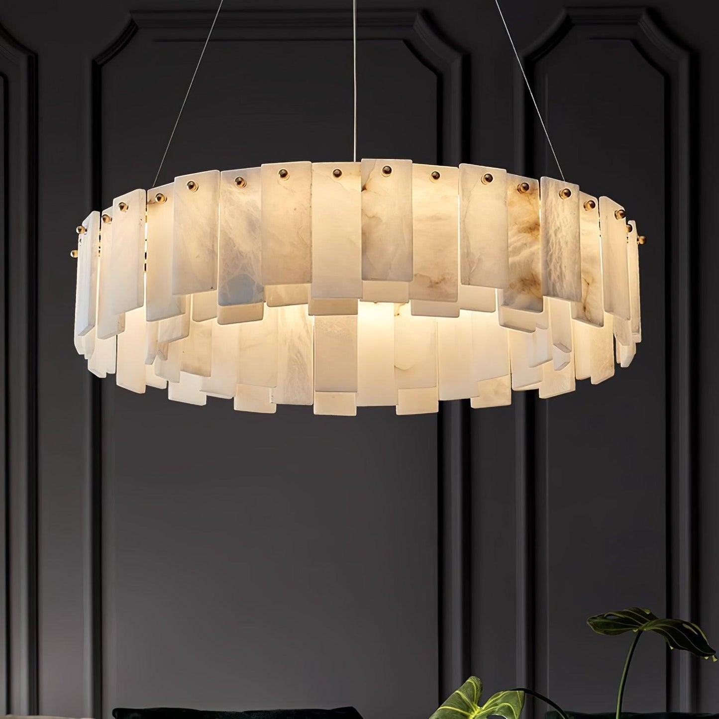 Celestial Alabaster Round Electrolier Chandelier