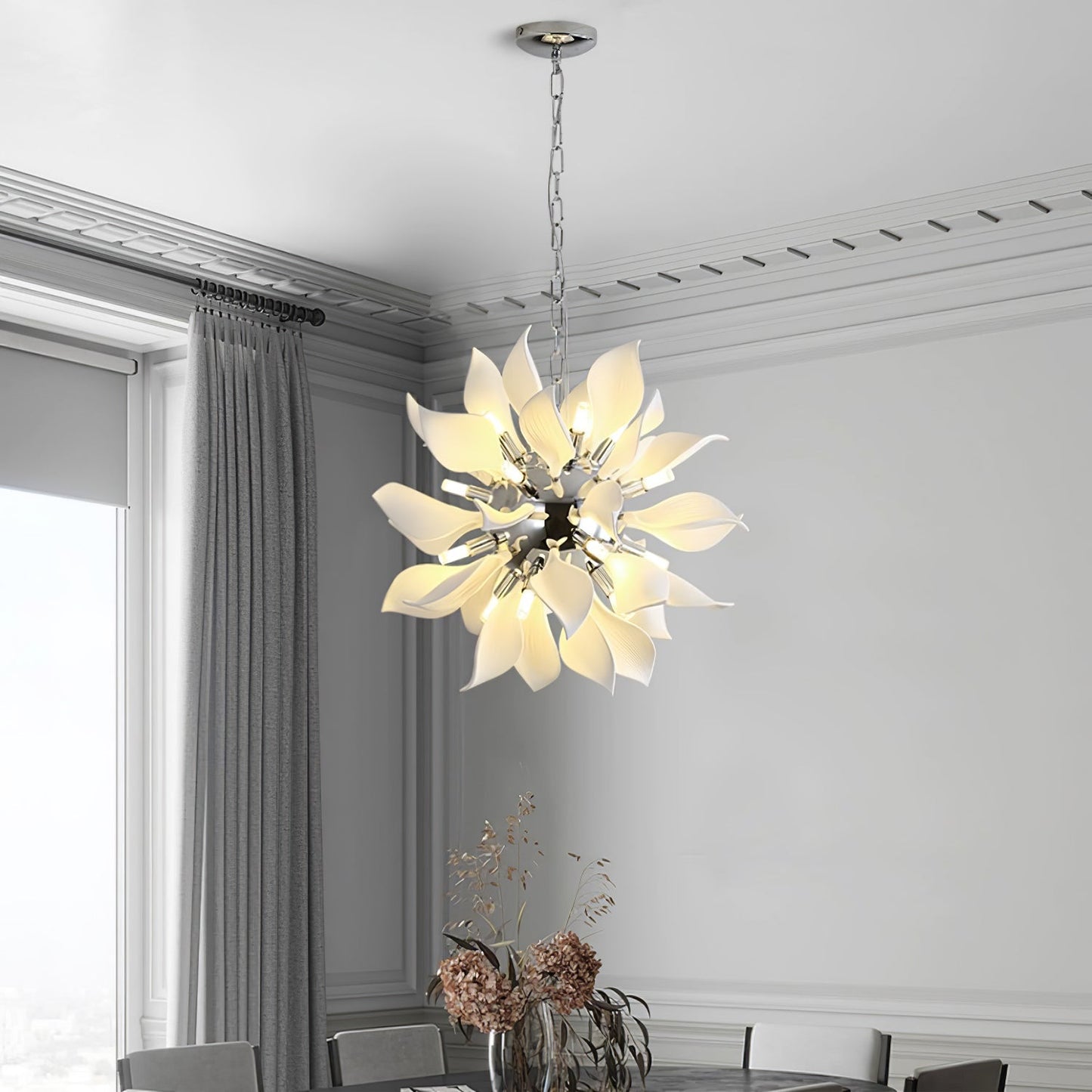 Ceramic Petals Blooming Crown Chandelier