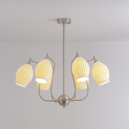 Ceramic Ribbed Gasolier Chandelier