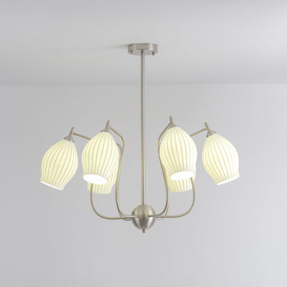 Ceramic Ribbed Gasolier Chandelier