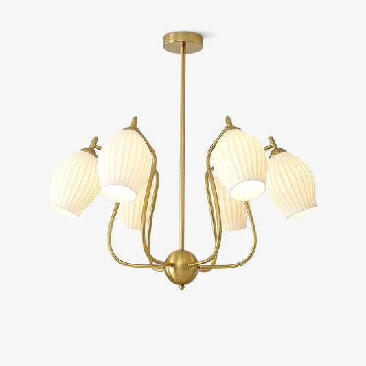 Ceramic Ribbed Gasolier Chandelier