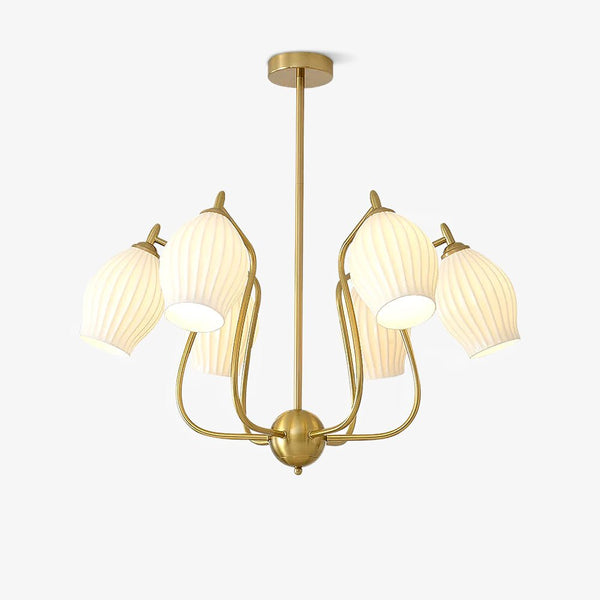 Ceramic Ribbed Gasolier Chandelier